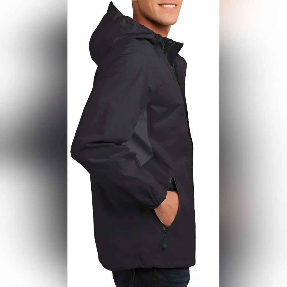 Men's XL Port Authority Cascade Waterproof Hooded Jacket Raincoat Parka Black - Picture 4 of 16